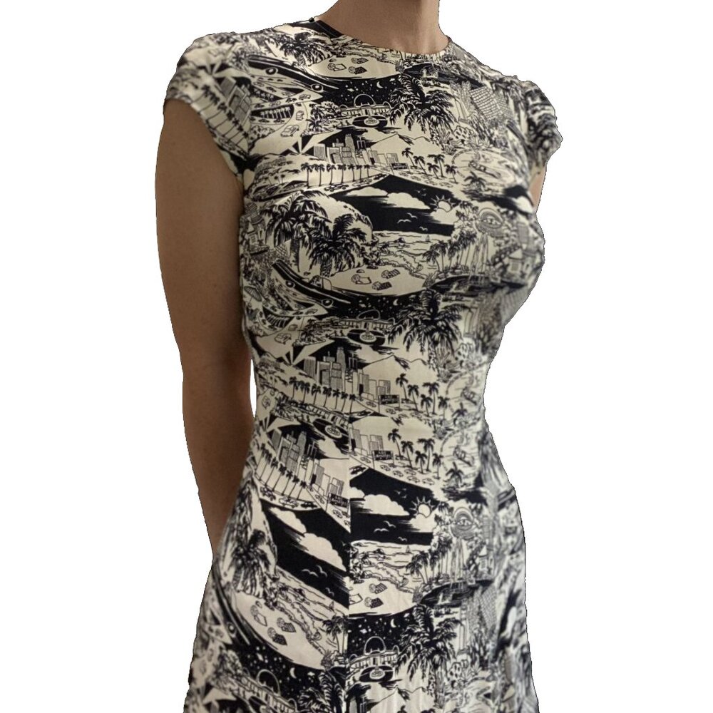 Reformation Black & Cream LA-Scape Dress — Size 2